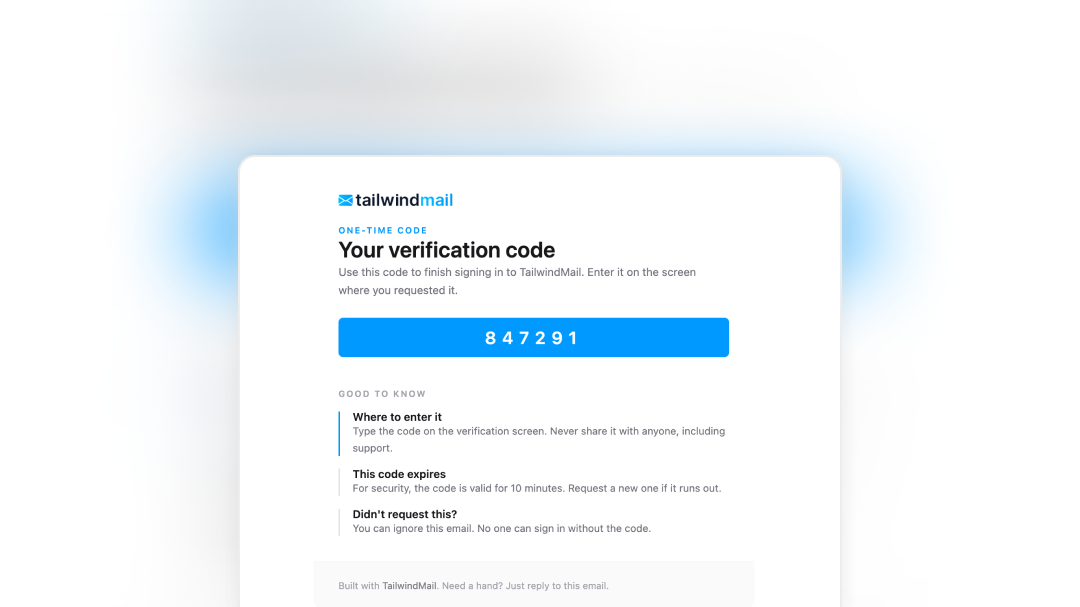 OTP Code email template preview