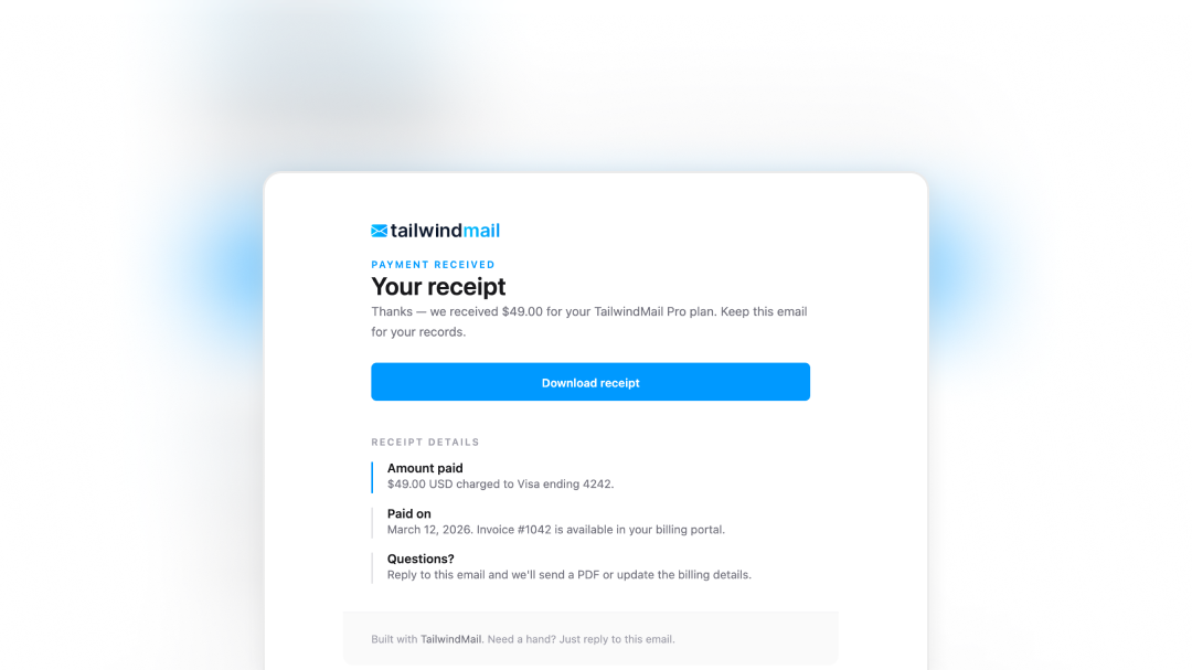 Receipt email template preview