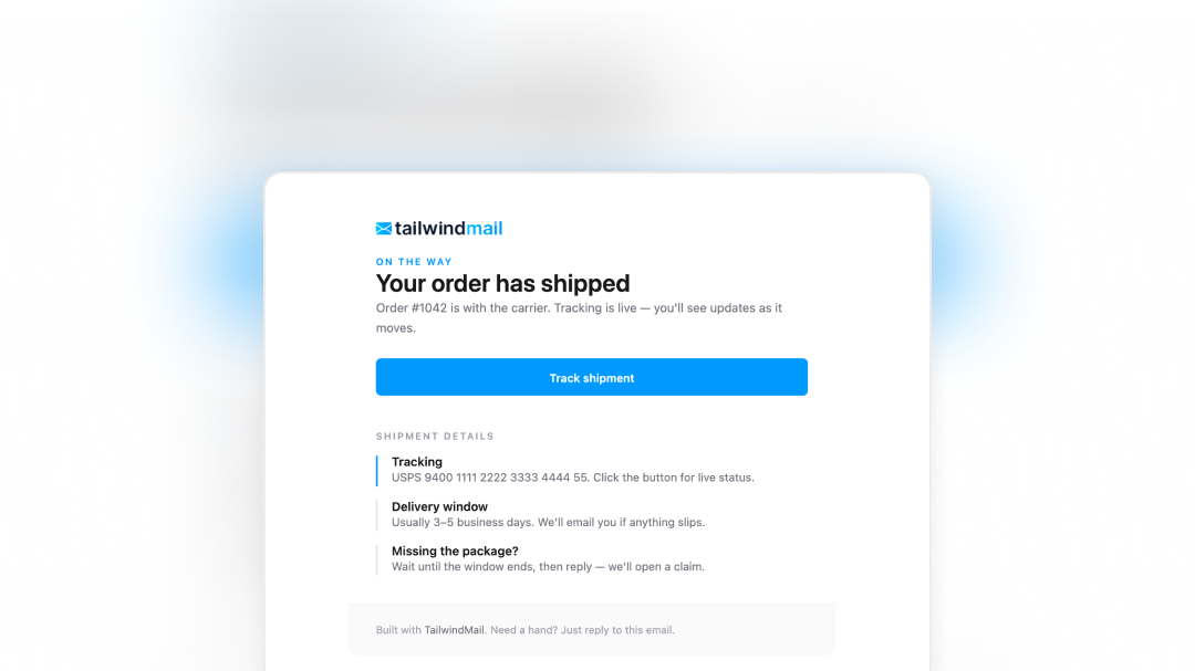 Shipping Confirmation email template preview