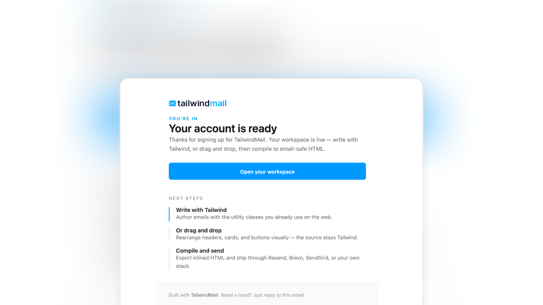 Signup Confirmation email template preview